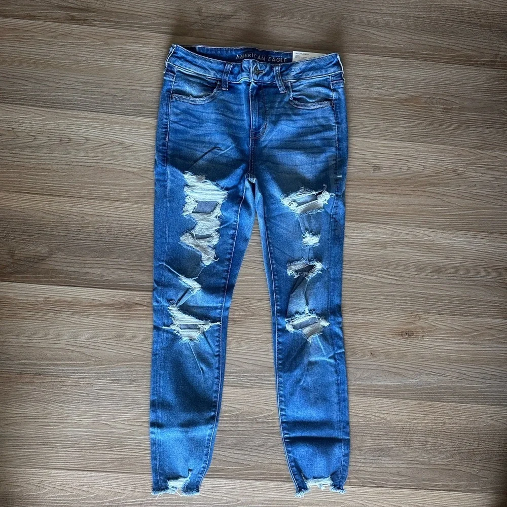 NWT! NEW! American Eagles Outfitter Distressed Blue Jeans Size 10, 12, 14 Only